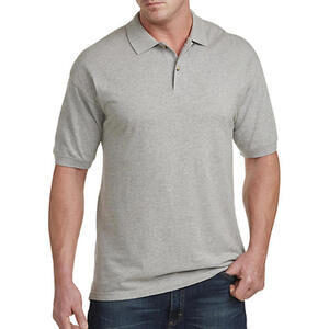 NWT - Harbor Bay - Piqué Polo Shirt Grey Heather - Size 4XL - 100% Cotton - DXL